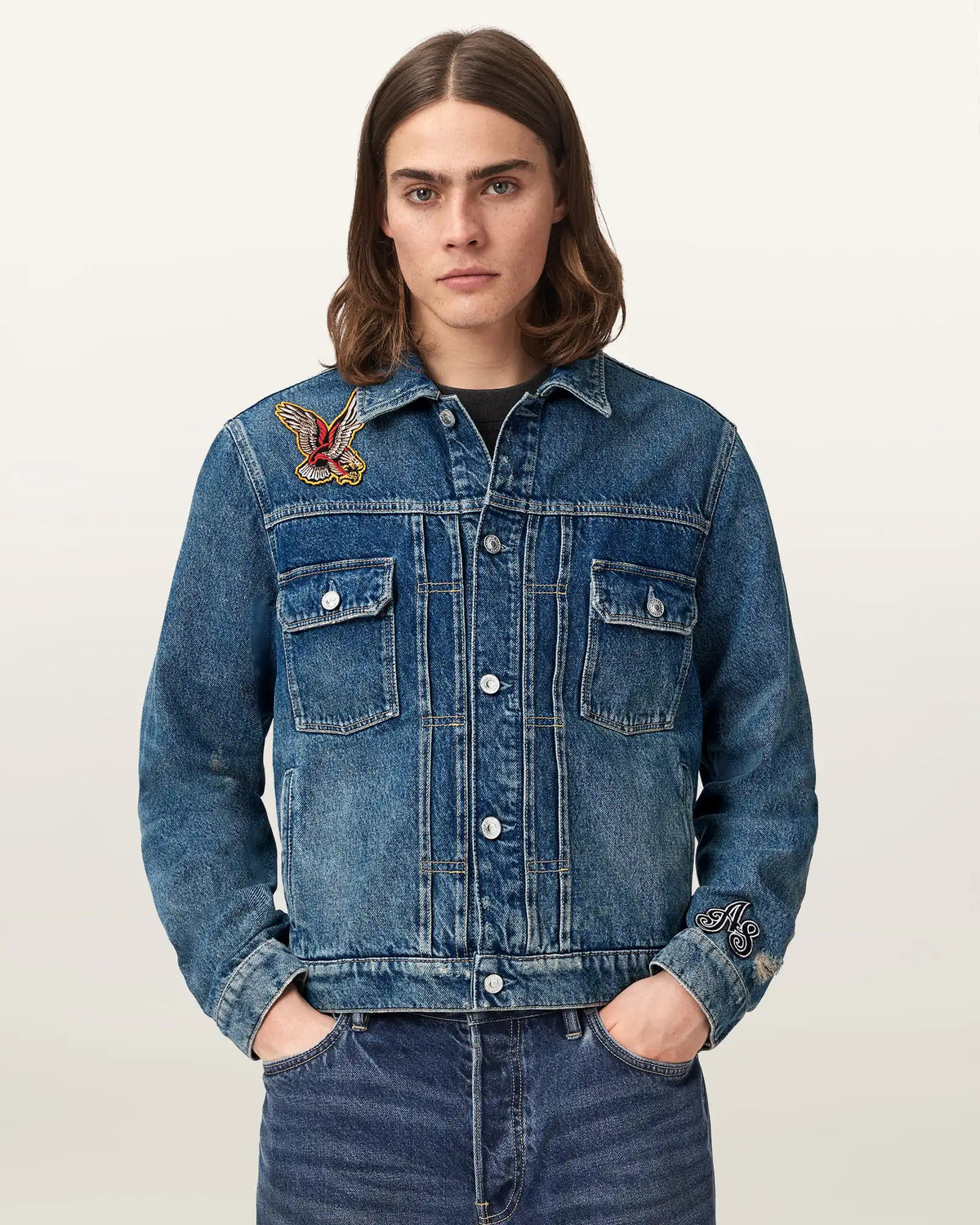 Exile Slim Fit Denim Patch Jacket