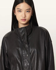 Ryder Funnel Neck Leather Jacket
