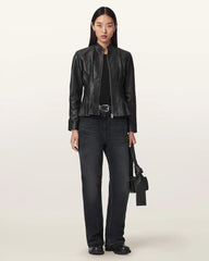 Clo Pleated Leather Jacket