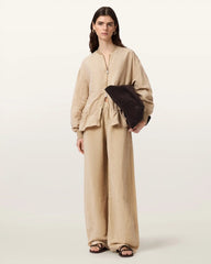 Sofi Linen Blend Drawstring Bomber Jacket