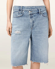 Aki Crossover Wide Leg Denim Shorts