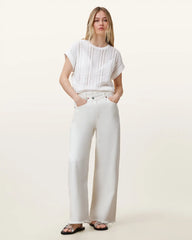Aki Crossover Wide Leg Denim Jeans