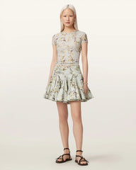 Tulip Floral Voluminous Mini Skirt