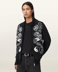 Warner Jacquard Wool Cardigan