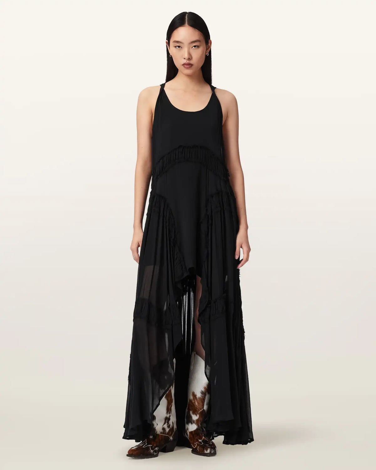 Dorina Sleeveless Ruched Maxi Dress
