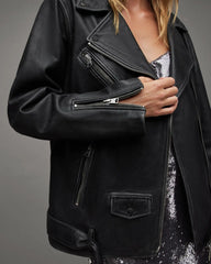 Billie Relaxed Leather Biker Jacket