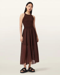 Zenia Sleeveless Asymmetric Midi Dress