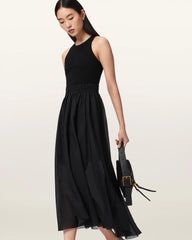 Zenia Sleeveless Asymmetric Midi Dress