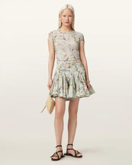 Tulip Floral Voluminous Mini Skirt