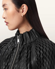 Dual Relaxed Fit Leather Bomber Jacket