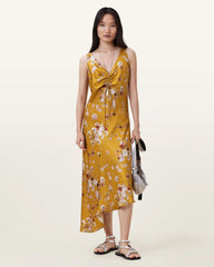 Alexia V-Neck Drawstring Midi Slip Dress