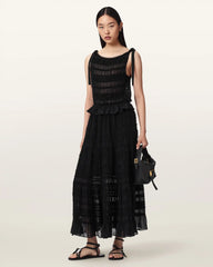Lotus Shirred Maxi Skirt