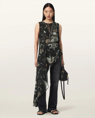 Enola Asymmetric Printed Wrap Top
