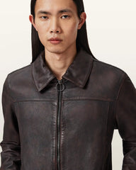 Alkan Zip Up Two Tone Leather Jacket