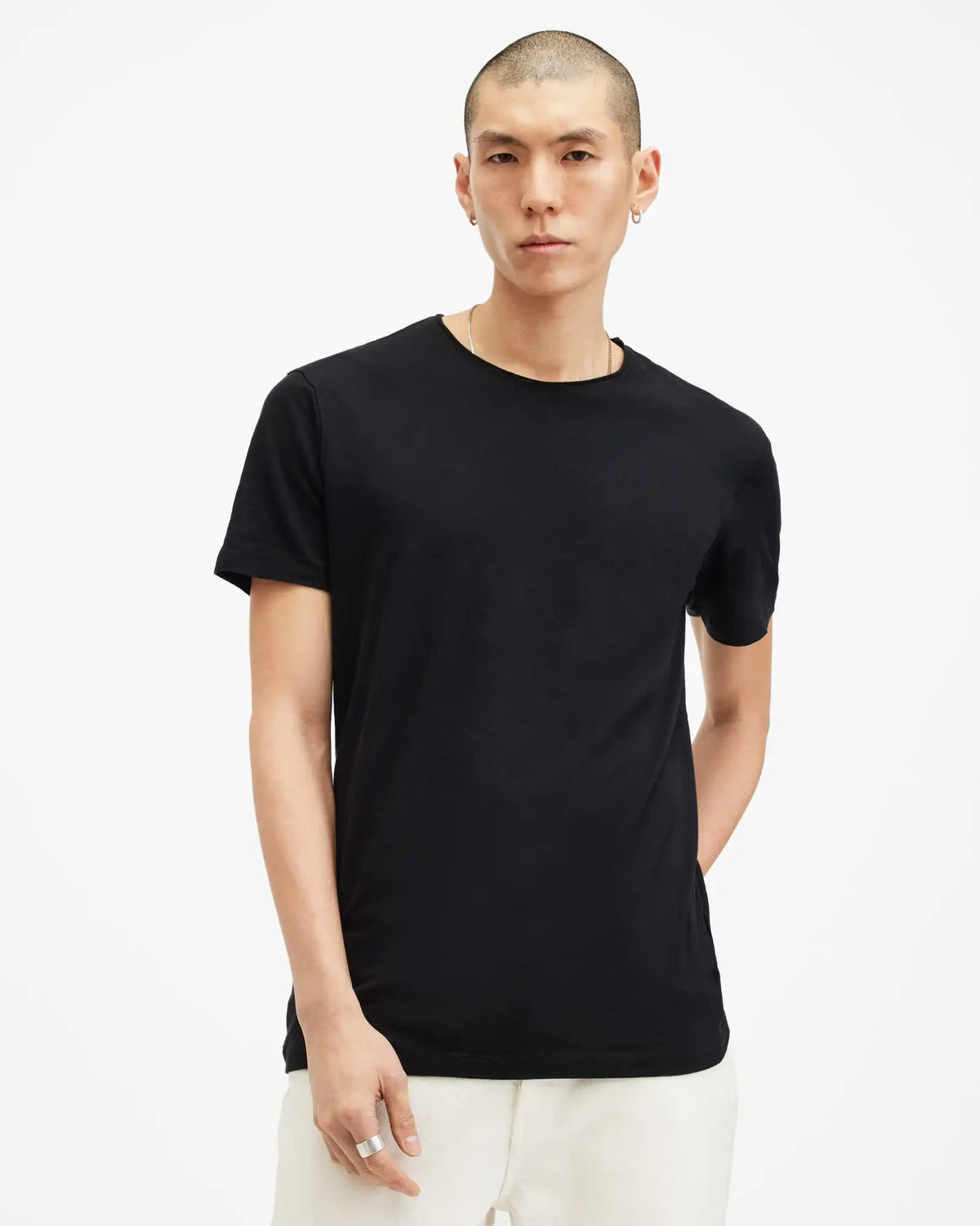 Figure Crew Neck Raw Edge T-Shirt