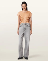 Mira Cropped Satin Drawcord T-Shirt