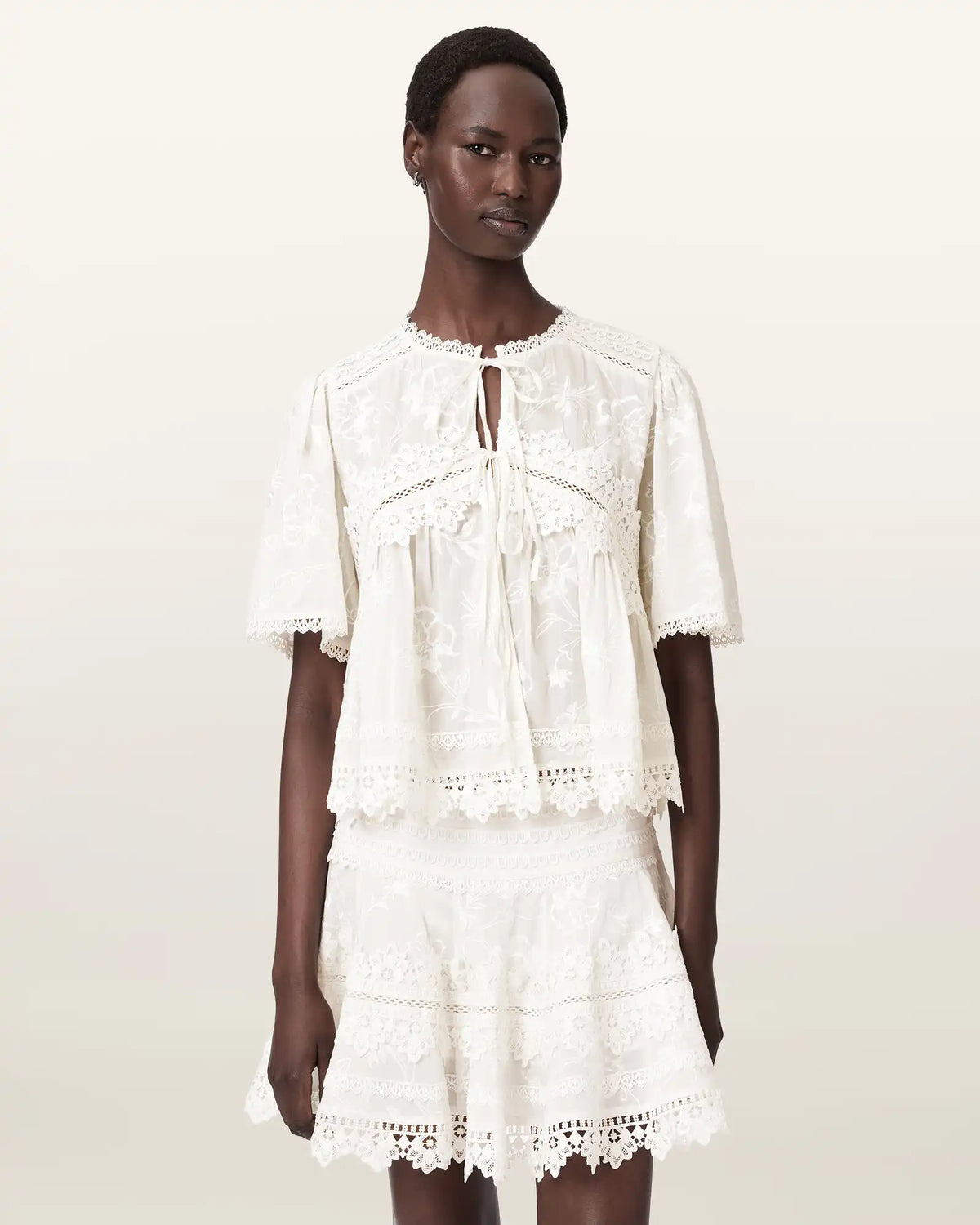 Lillith Embroidered Short Sleeve Top