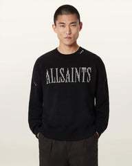 Crossed Oversized Crew Neck Embroidered Sweater