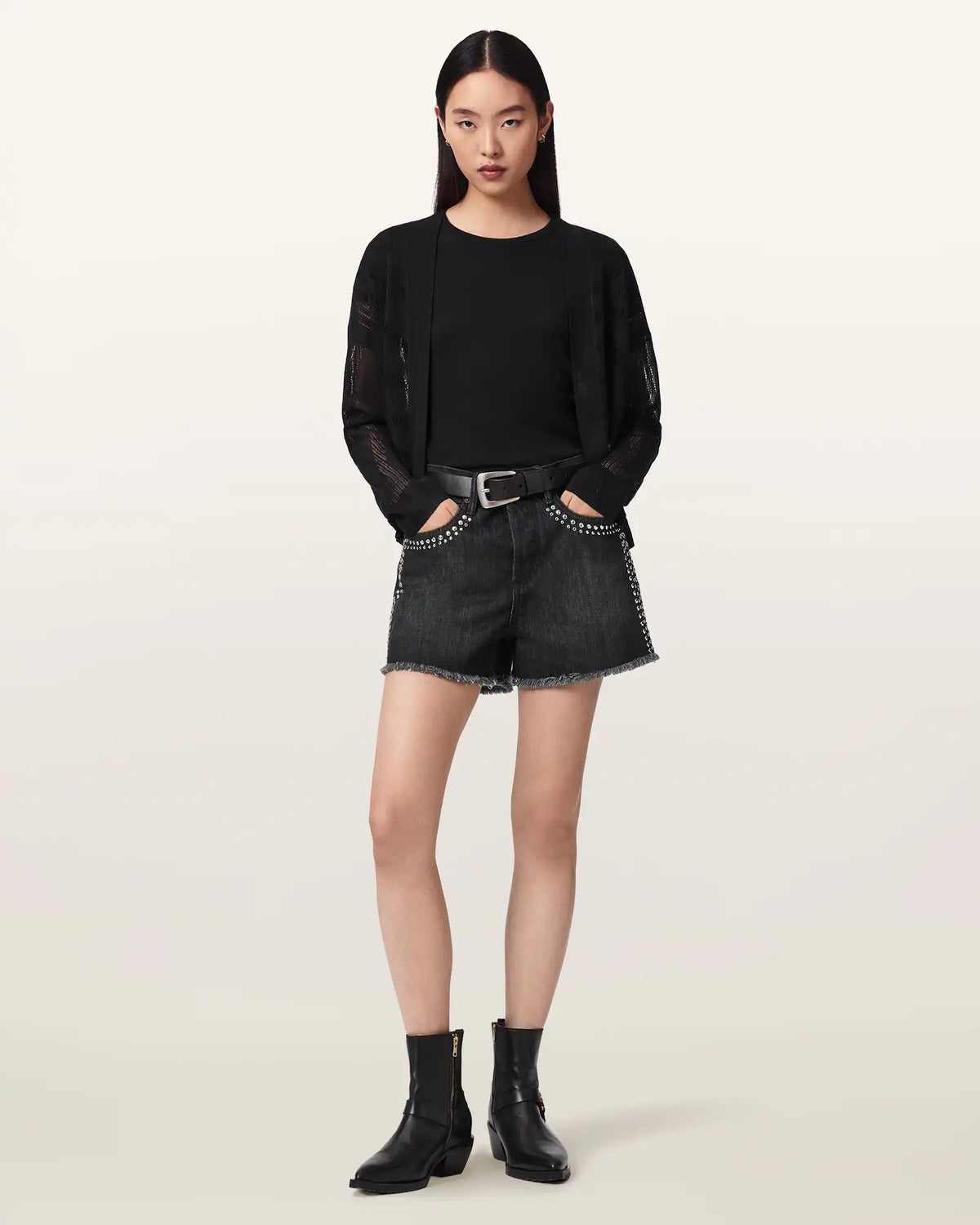 Heidi High Waisted Stud Denim Shorts