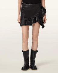 Luana Asymmetric Leather Mini Skirt