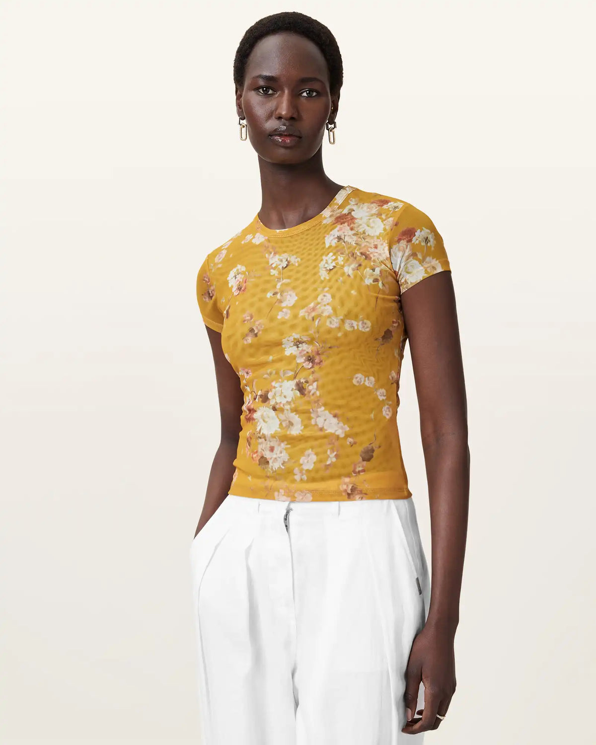 Ellie Floral Print Mesh T-Shirt