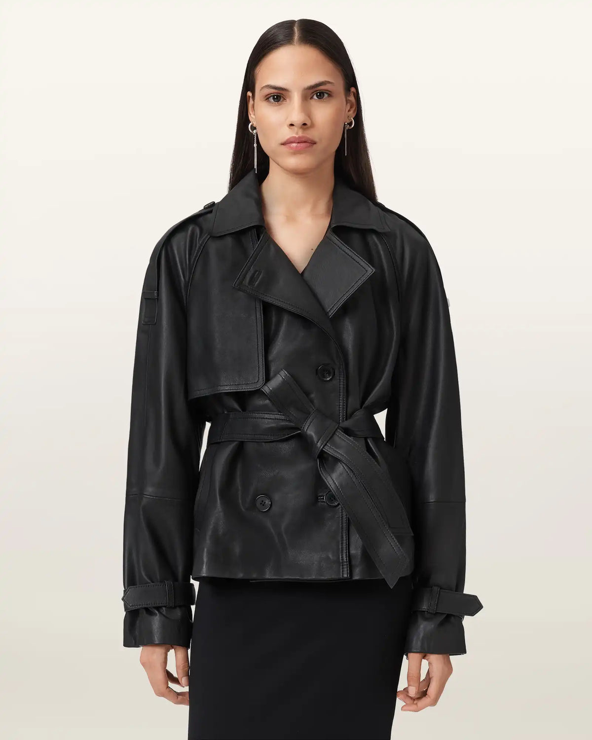 Reed Cropped Leather Trench