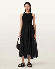 Zenia Sleeveless Asymmetric Midi Dress