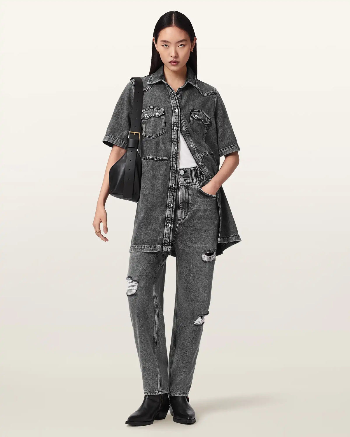 Daisy Tapered Leg Distressed Denim Jeans