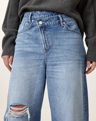 Aki Wide Leg Crossover Denim Jeans
