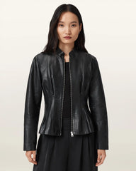 Clo Pleated Leather Jacket