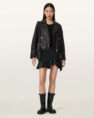 Luana Asymmetric Leather Mini Skirt