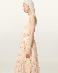 Zenia Sleeveless Knit Woven Midi Dress