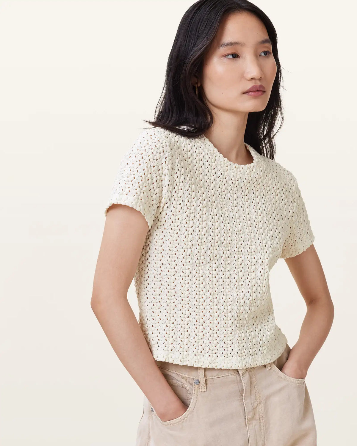 Karma Stevie Slim Fit Crochet T-Shirt