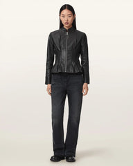Clo Pleated Leather Jacket