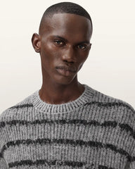 Dissolved Crew Neck Striped Sweater