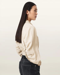 Anouk Cropped Leather Bomber Jacket