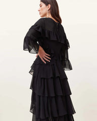 Nat Ruffled High Low Maxi Dress