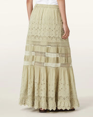 Camille Embroidered Tiered Maxi Skirt