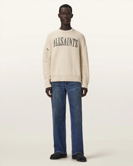 Crossed Oversized Crew Neck Embroidered Sweater