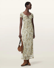Gabby Floral Print Mesh Maxi Dress
