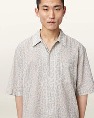 Cruz Leo Oversized Short Sleeve Linen Blend Shirt