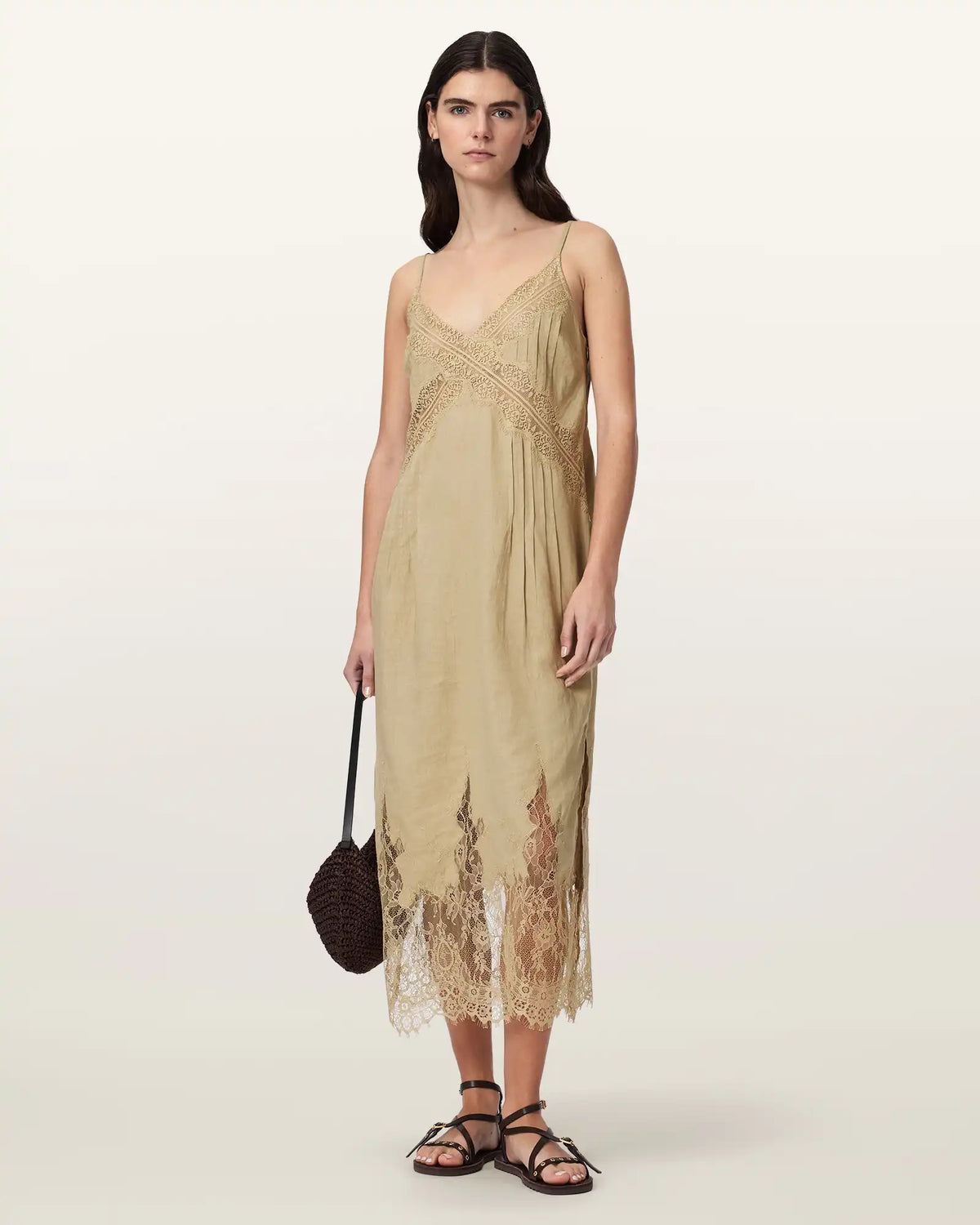 Samia Linen Lace Midi Dress