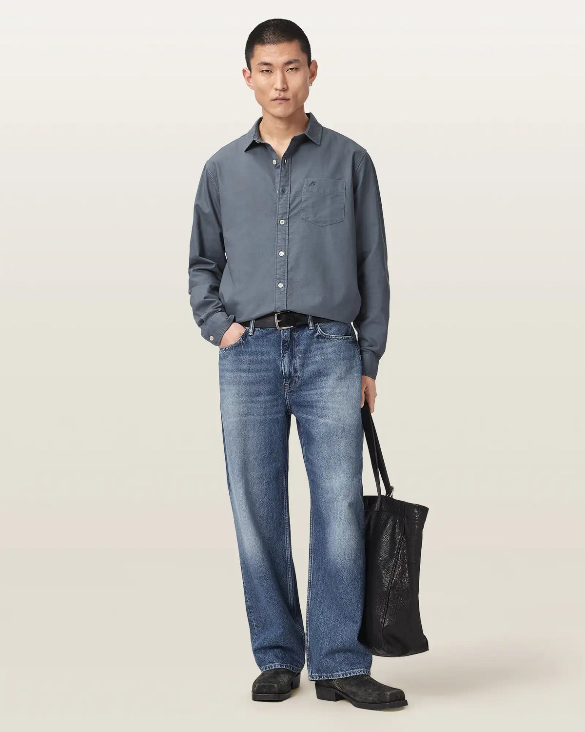 Melrose Long Sleeve Cotton Ramskull Shirt