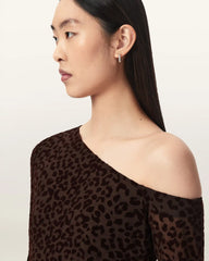 Mimi Off-The-Shoulder Leopard Mesh Top
