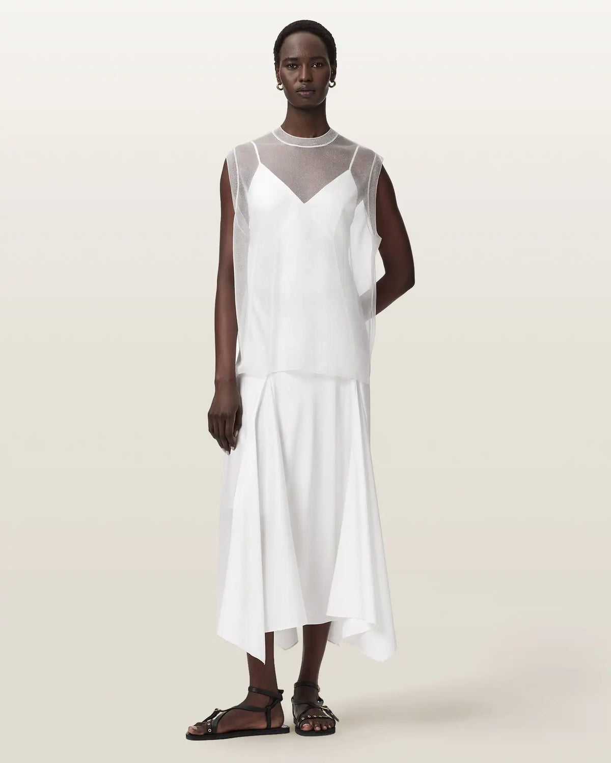 Ava Sleeveless Satin Midi Dress