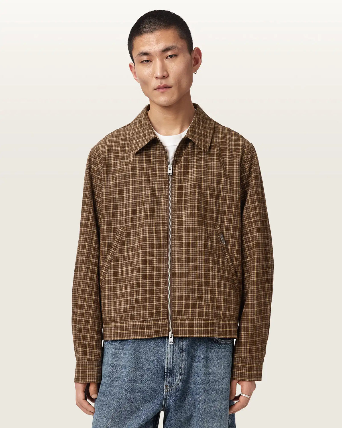 Lakeshaw Relaxed Fit Linen Blend Check Jacket