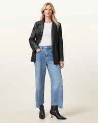 Deri Single Breasted Leather Blazer