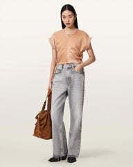 Mira Cropped Satin Drawcord T-Shirt