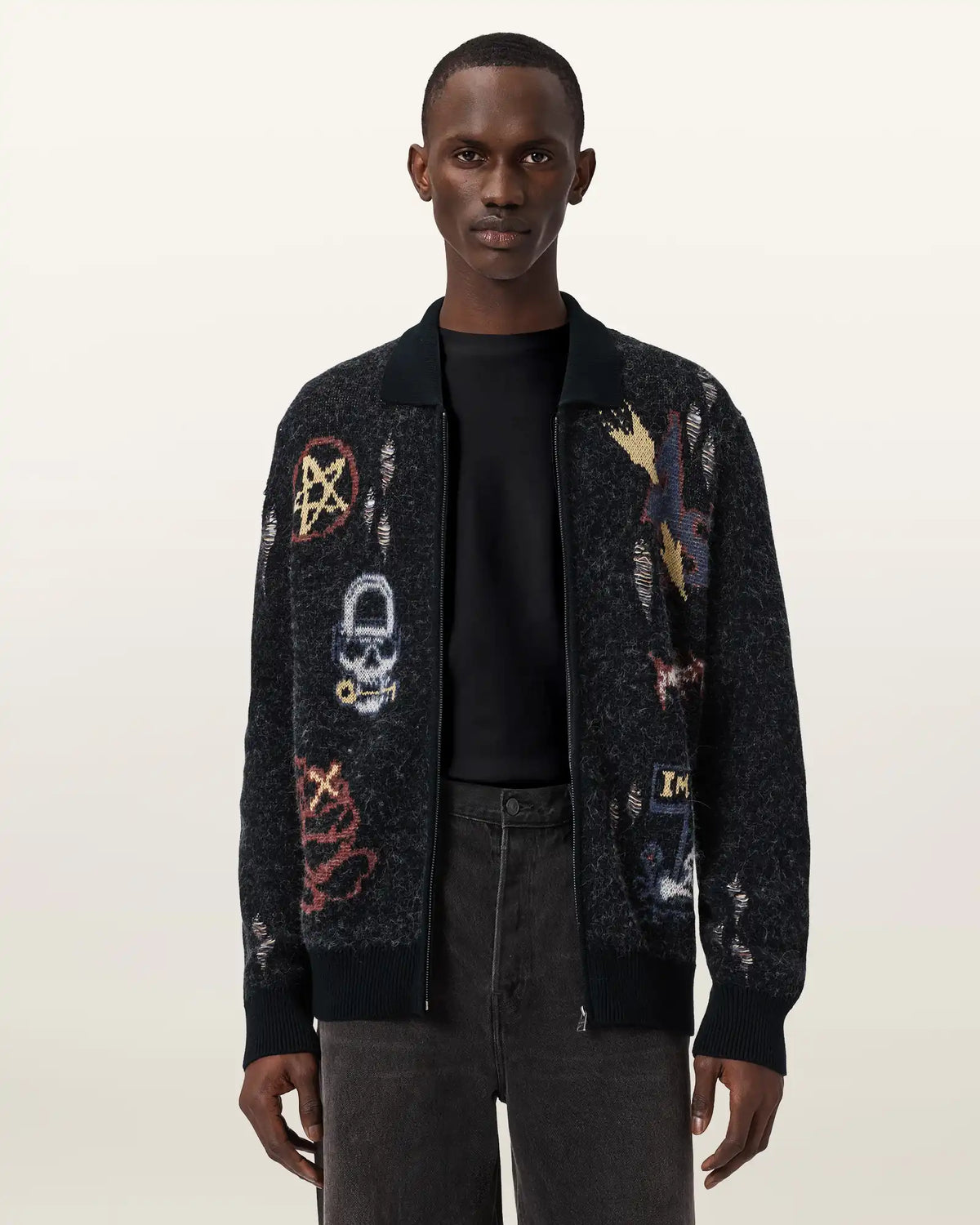 Meller Zip Up Jacquard Cardigan