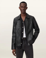 Alkan Zip Up Two Tone Leather Jacket